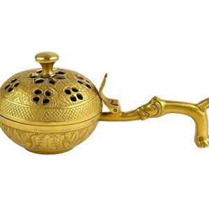 Brass Loban Burner side view traditional brass incense burner