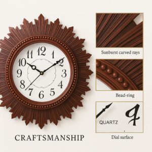 Decorative Wall Clock detailed wooden frame
