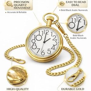 Vintage Pocket Watch white dial with large Arabic numerals