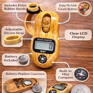 Digital prayer counter with built-in compass