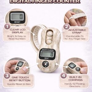 Portable digital finger tally counter with compass