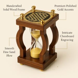 Vintage Chess Sand Timer brass chessboard top detail