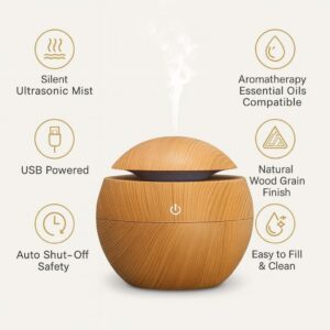 Wood Grain Mini Humidifier LED night light