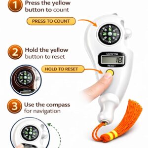 Digital Finger Tally Counter with compass close up display
