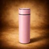 LED Smart Water Bottle pink front view stainless steel