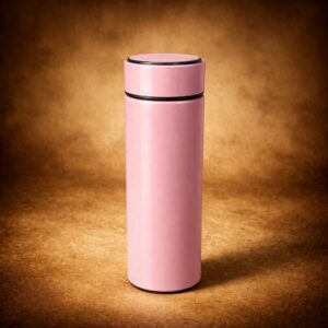 LED Smart Water Bottle pink front view stainless steel