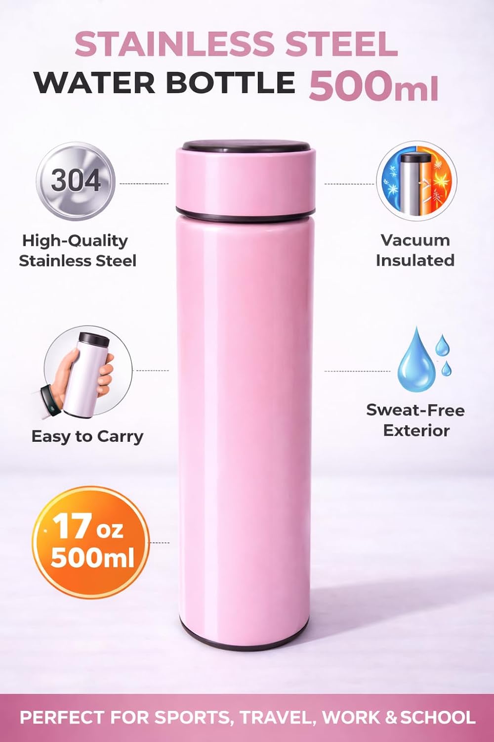 Portable LED Smart Water Bottle Pink
