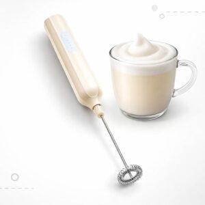 Rechargeable milk frother making latte foam