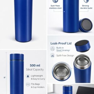Smart LED Temperature Water Bottle portable stainless steel blue