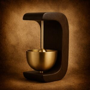 Wooden Door Chime beechwood brass bell front view