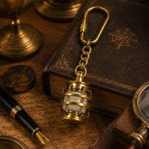 Vintage Brass Lantern Keychain – Antique Decorative Metal Lantern Key Ring
