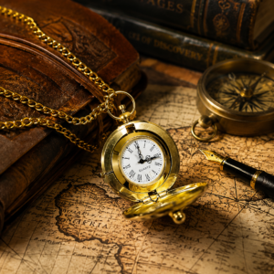 Vintage Brass Pocket Watch Necklace | Antique Roman Dial Pendant Watch for Men & Women