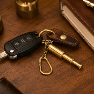 Vintage Brass Spyglass Telescope Keychain | Mini Extendable Nautical Telescope Key Ring | Antique Brass Pocket Spyglass for Travelers, Collectors & Nautical Decor Lovers