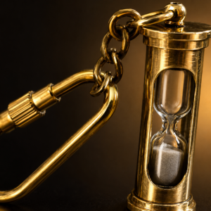 🏺 Vintage Brass Hourglass Keychain with Mini Sand Timer & Carabiner Clip