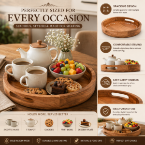 Round Wooden Serving Tray